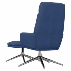 VidaXL Chaise de relaxation avec tabouret Bleu Tissu -Fauteuils Soldes image 5 3097517