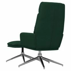 VidaXL Chaise de relaxation avec tabouret Vert foncé Tissu -Fauteuils Soldes image 5 3097518