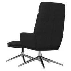 VidaXL Chaise de relaxation avec tabouret Noir Tissu -Fauteuils Soldes image 5 3097519