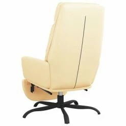 VidaXL Chaise de relaxation avec repose-pied Crème Similicuir -Fauteuils Soldes image 5 3097543