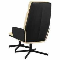 VidaXL Chaise de relaxation avec tabouret Crème Tissu -Fauteuils Soldes image 5 3097551