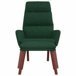 VidaXL Chaise de relaxation avec tabouret Vert foncé Tissu -Fauteuils Soldes image 5 3097568