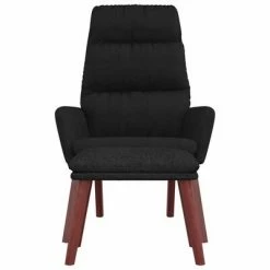 VidaXL Chaise de relaxation avec tabouret Noir Tissu -Fauteuils Soldes image 5 3097569