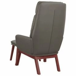 VidaXL Chaise de relaxation et tabouret Gris Cuir véritable/similicuir -Fauteuils Soldes image 5 3097576
