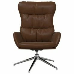 VidaXL Chaise relaxation et tabouret Marron Cuir véritable/similicuir -Fauteuils Soldes image 5 3097578