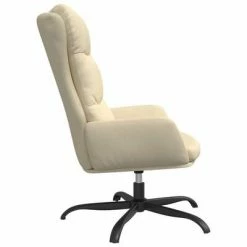 VidaXL Chaise de relaxation avec tabouret Crème Tissu -Fauteuils Soldes image 5 3097585