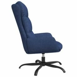 VidaXL Chaise de relaxation avec tabouret Bleu Tissu -Fauteuils Soldes image 5 3097587