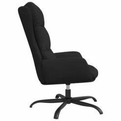 VidaXL Chaise de relaxation avec tabouret Noir Tissu -Fauteuils Soldes image 5 3097589