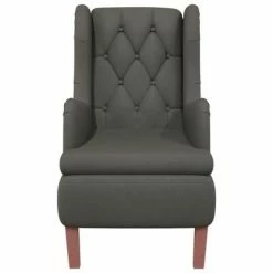 VidaXL Fauteuil avec tabouret Gris foncé Velours -Fauteuils Soldes image 5 3121242