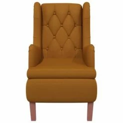 VidaXL Fauteuil avec tabouret Marron Velours -Fauteuils Soldes image 5 3121249