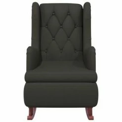VidaXL Fauteuil avec pieds à bascule et tabouret Gris foncé Velours 12 VidaXL Fauteuil avec pieds à bascule et tabouret Gris foncé Velours -Fauteuils Soldes image 5 3121263