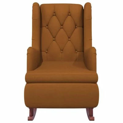 VidaXL Fauteuil avec pieds à bascule et tabouret Marron Velours 7 VidaXL Fauteuil avec pieds à bascule et tabouret Marron Velours – Image 5