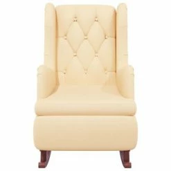 VidaXL Fauteuil avec pieds à bascule et tabouret Crème Velours 12 VidaXL Fauteuil avec pieds à bascule et tabouret Crème Velours -Fauteuils Soldes image 5 3121271