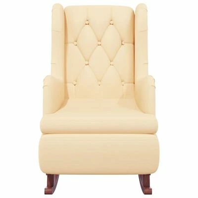 VidaXL Fauteuil avec pieds à bascule et tabouret Crème Velours 7 VidaXL Fauteuil avec pieds à bascule et tabouret Crème Velours – Image 5