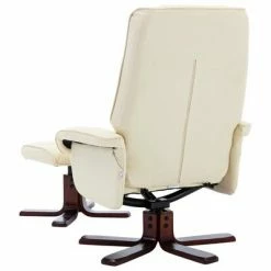VidaXL Fauteuil inclinable avec repose-pied Crème Similicuir -Fauteuils Soldes image 5 320118