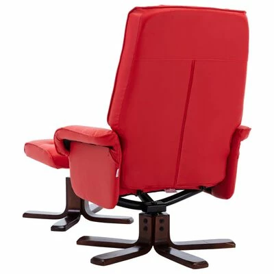 VidaXL Fauteuil inclinable avec repose-pied Rouge Similicuir 7 VidaXL Fauteuil inclinable avec repose-pied Rouge Similicuir – Image 5
