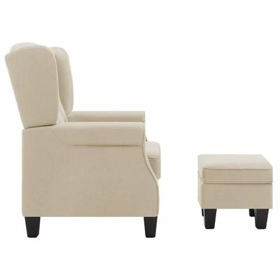 VidaXL Fauteuil avec repose-pied Crème Tissu 7 VidaXL Fauteuil avec repose-pied Crème Tissu – Image 5