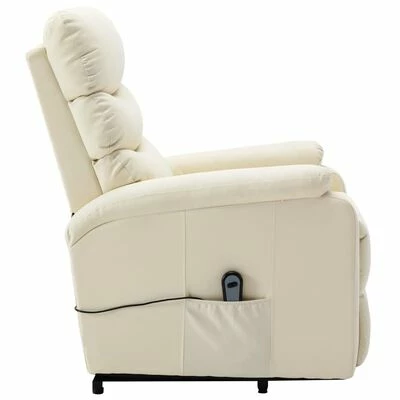 VidaXL Fauteuil inclinable Blanc crème Similicuir 7 VidaXL Fauteuil inclinable Blanc crème Similicuir – Image 5