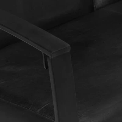 VidaXL Canapé à 2 places Noir Cuir véritable 7 VidaXL Canapé à 2 places Noir Cuir véritable – Image 5