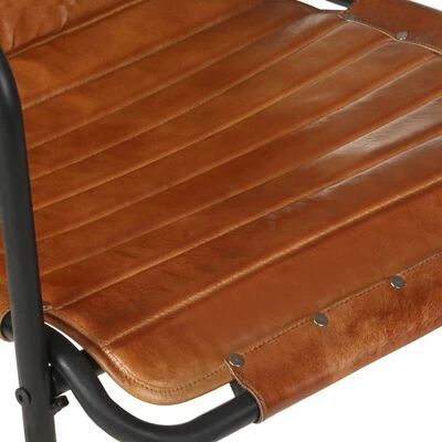 VidaXL Fauteuil de relaxation avec repose-pied Marron Cuir véritable 7 VidaXL Fauteuil de relaxation avec repose-pied Marron Cuir véritable – Image 5