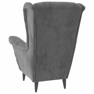 VidaXL Fauteuil Gris clair Velours 7 VidaXL Fauteuil Gris clair Velours – Image 5