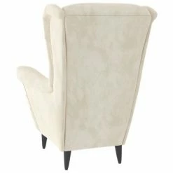 VidaXL Fauteuil Blanc crème Velours -Fauteuils Soldes image 5 324068