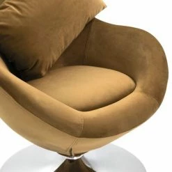 VidaXL Fauteuil pivotant en forme d’œuf avec coussin Marron Velours -Fauteuils Soldes image 5 326215