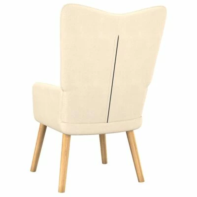 VidaXL Chaise de relaxation avec tabouret Crème Tissu 7 VidaXL Chaise de relaxation avec tabouret Crème Tissu – Image 5