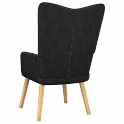 VidaXL Chaise de relaxation avec tabouret Noir Tissu -Fauteuils Soldes image 5 327540
