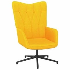 VidaXL Chaise de relaxation avec tabouret Jaune moutarde Tissu -Fauteuils Soldes image 5 327585