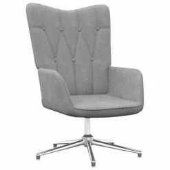 VidaXL Chaise de relaxation avec tabouret Gris clair Tissu -Fauteuils Soldes image 5 327600
