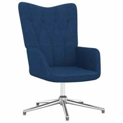 VidaXL Chaise de relaxation avec tabouret Bleu Tissu -Fauteuils Soldes image 5 327604