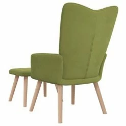 VidaXL Chaise de relaxation avec repose-pied Vert clair Velours -Fauteuils Soldes image 5 327669