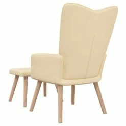VidaXL Chaise de relaxation avec repose-pied Blanc crème Velours -Fauteuils Soldes image 5 327675