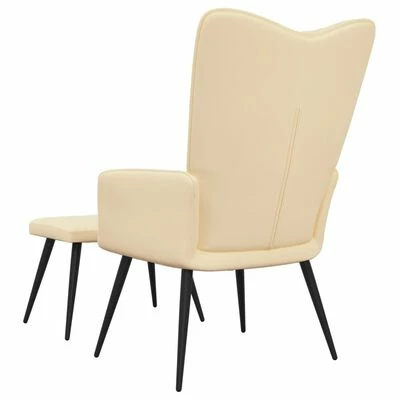 VidaXL Chaise de relaxation avec repose-pied Blanc crème Velours 7 VidaXL Chaise de relaxation avec repose-pied Blanc crème Velours – Image 5