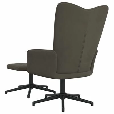 VidaXL Chaise de relaxation avec repose-pied Gris foncé Velours 7 VidaXL Chaise de relaxation avec repose-pied Gris foncé Velours – Image 5