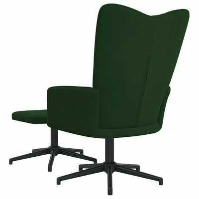 VidaXL Chaise de relaxation avec repose-pied Vert foncé Velours 7 VidaXL Chaise de relaxation avec repose-pied Vert foncé Velours – Image 5