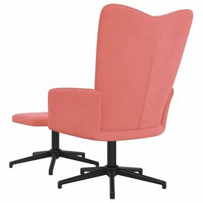 VidaXL Chaise de relaxation avec repose-pied Rose Velours 7 VidaXL Chaise de relaxation avec repose-pied Rose Velours – Image 5
