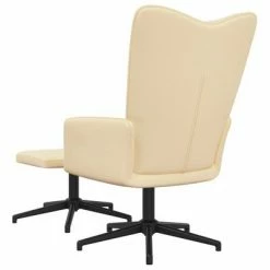 VidaXL Chaise de relaxation avec repose-pied Blanc crème Velours -Fauteuils Soldes image 5 327719