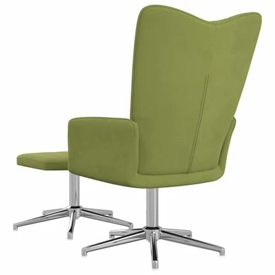 VidaXL Chaise de relaxation avec repose-pied Vert clair Velours 7 VidaXL Chaise de relaxation avec repose-pied Vert clair Velours â Image 5