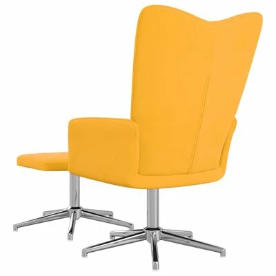 VidaXL Chaise de relaxation avec repose-pied Jaune moutarde Velours 7 VidaXL Chaise de relaxation avec repose-pied Jaune moutarde Velours – Image 5