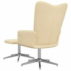 VidaXL Chaise de relaxation avec repose-pied Blanc crème Velours -Fauteuils Soldes image 5 327741
