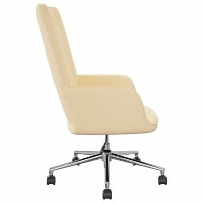 VidaXL Chaise de relaxation Blanc crème Velours 7 VidaXL Chaise de relaxation Blanc crème Velours – Image 5