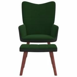 VidaXL Chaise de relaxation avec repose-pied Vert foncé Velours et PVC 12 VidaXL Chaise de relaxation avec repose-pied Vert foncé Velours et PVC -Fauteuils Soldes image 5 327800