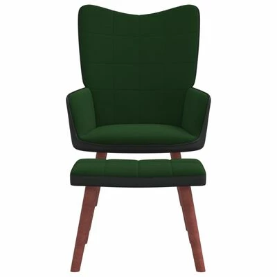 VidaXL Chaise de relaxation avec repose-pied Vert foncé Velours et PVC 7 VidaXL Chaise de relaxation avec repose-pied Vert foncé Velours et PVC – Image 5