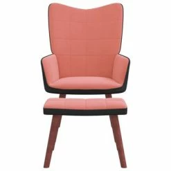 VidaXL Chaise de relaxation avec repose-pied Rose Velours et PVC -Fauteuils Soldes image 5 327802