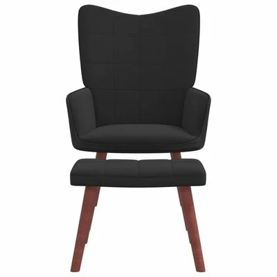 VidaXL Chaise de relaxation avec repose-pied Noir Velours et PVC 7 VidaXL Chaise de relaxation avec repose-pied Noir Velours et PVC – Image 5