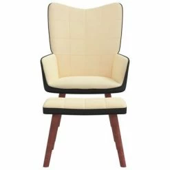 VidaXL Chaise de relaxation et repose-pied Blanc crème Velours et PVC 12 VidaXL Chaise de relaxation et repose-pied Blanc crème Velours et PVC -Fauteuils Soldes image 5 327807