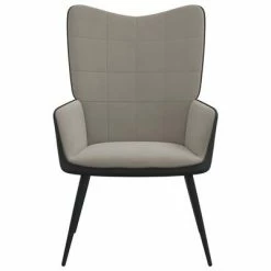 VidaXL Chaise de relaxation Gris clair Velours et PVC -Fauteuils Soldes image 5 327809