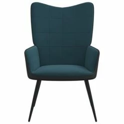 VidaXL Chaise de relaxation Bleu Velours et PVC -Fauteuils Soldes image 5 327819